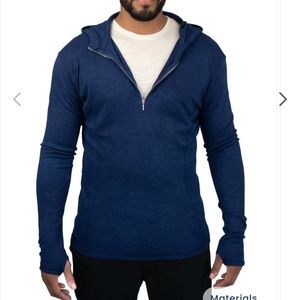 Blue Alpaca wool base layer hoodie